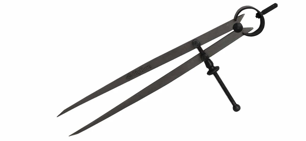 Maplewoodshop photograph of a two-point divider with an adjustment screw.